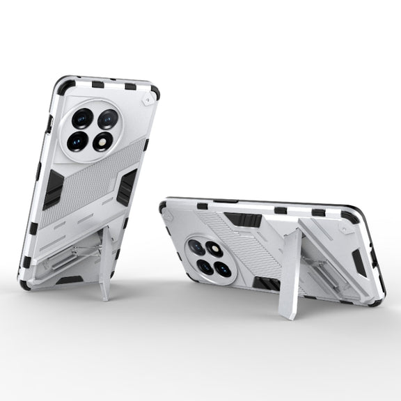 For OnePlus 11 5G Punk Armor 2 in 1 PC + TPU Shockproof Phone Case with Invisible Holder(White)