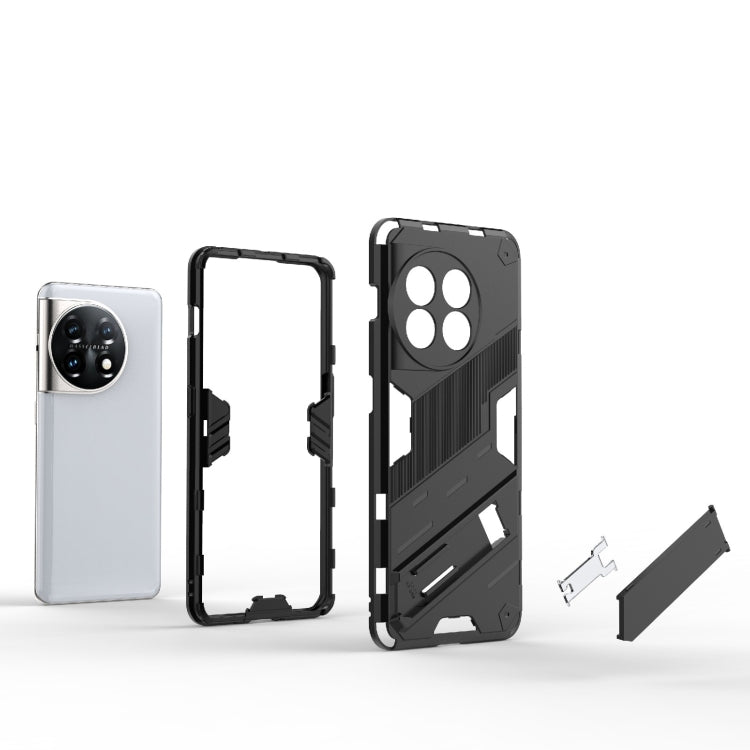 For OnePlus 11 5G Punk Armor 2 in 1 PC + TPU Shockproof Phone Case with Invisible Holder(White)