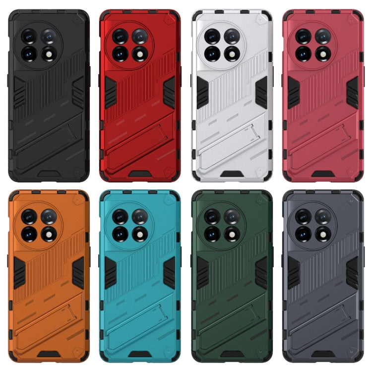 For OnePlus 11 5G Punk Armor 2 in 1 PC + TPU Shockproof Phone Case with Invisible Holder(White)