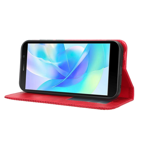 For Doogee X97 / X97 Pro Magnetic Buckle Retro Texture Leather Phone Case(Red)