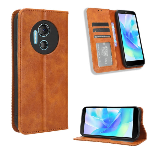 For Doogee X97 / X97 Pro Magnetic Buckle Retro Texture Leather Phone Case(Brown)