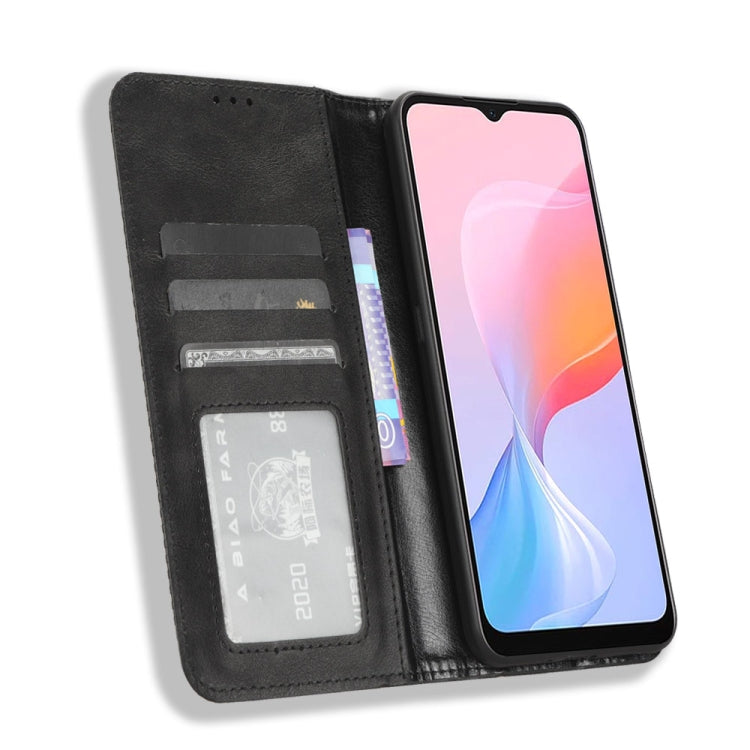 For Blackview A85 Magnetic Buckle Retro Texture Leather Phone Case(Black)
