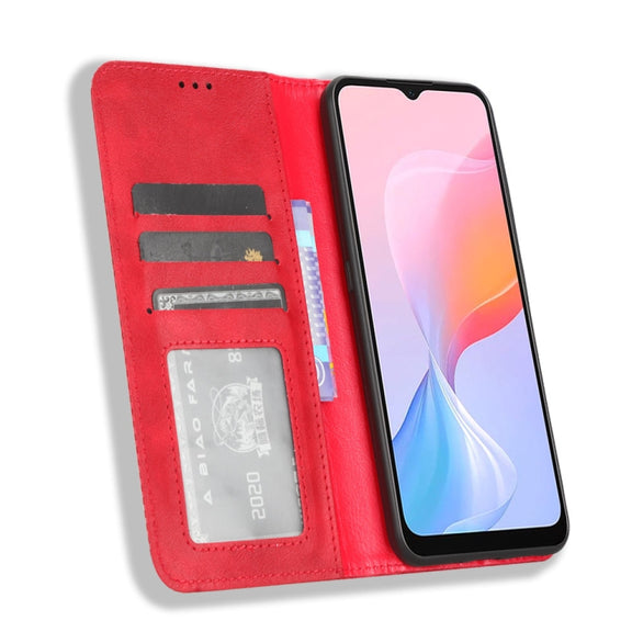 For Blackview A85 Magnetic Buckle Retro Texture Leather Phone Case(Red)