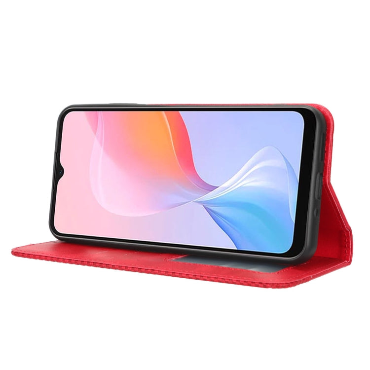 For Blackview A85 Magnetic Buckle Retro Texture Leather Phone Case(Red)