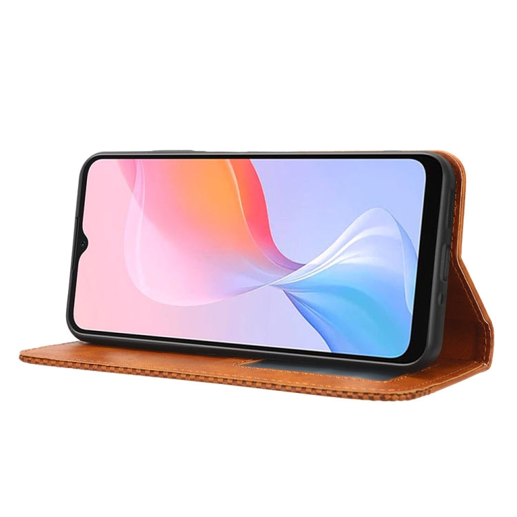 For Blackview A85 Magnetic Buckle Retro Texture Leather Phone Case(Brown)