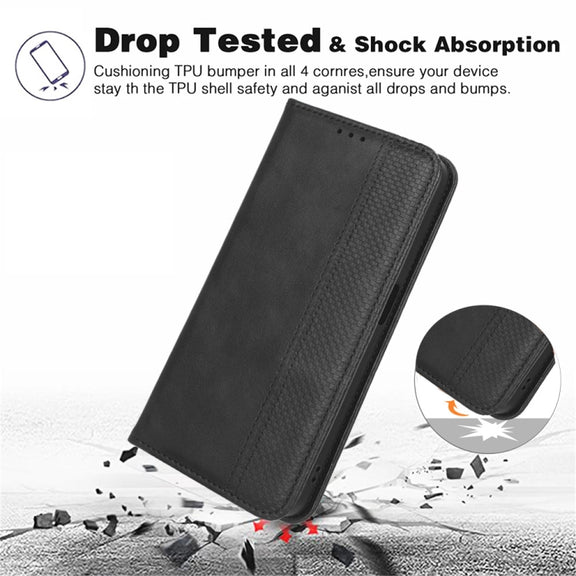 For Blackview A85 Magnetic Buckle Retro Texture Leather Phone Case(Black)