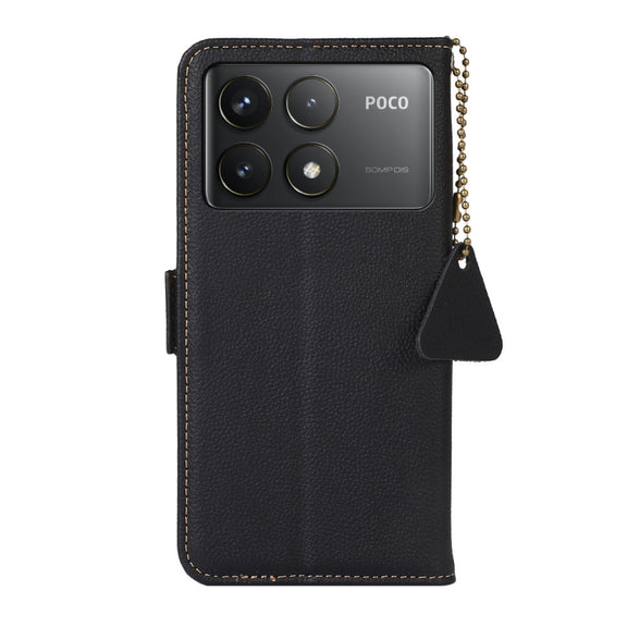 For Xiaomi Redmi K70 Pro Side-Magnetic TJ Genuine Leather RFID Phone Case(Black)
