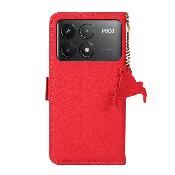 For Xiaomi Redmi K70 Pro Side-Magnetic TJ Genuine Leather RFID Phone Case(Red)