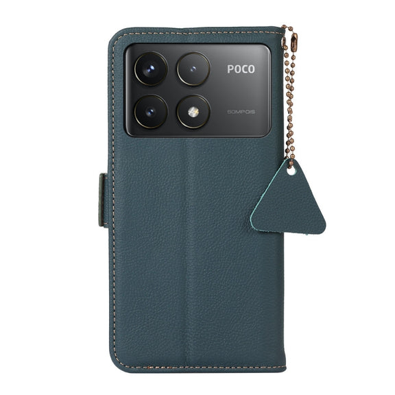 For Xiaomi Redmi K70 Pro Side-Magnetic TJ Genuine Leather RFID Phone Case(Green)