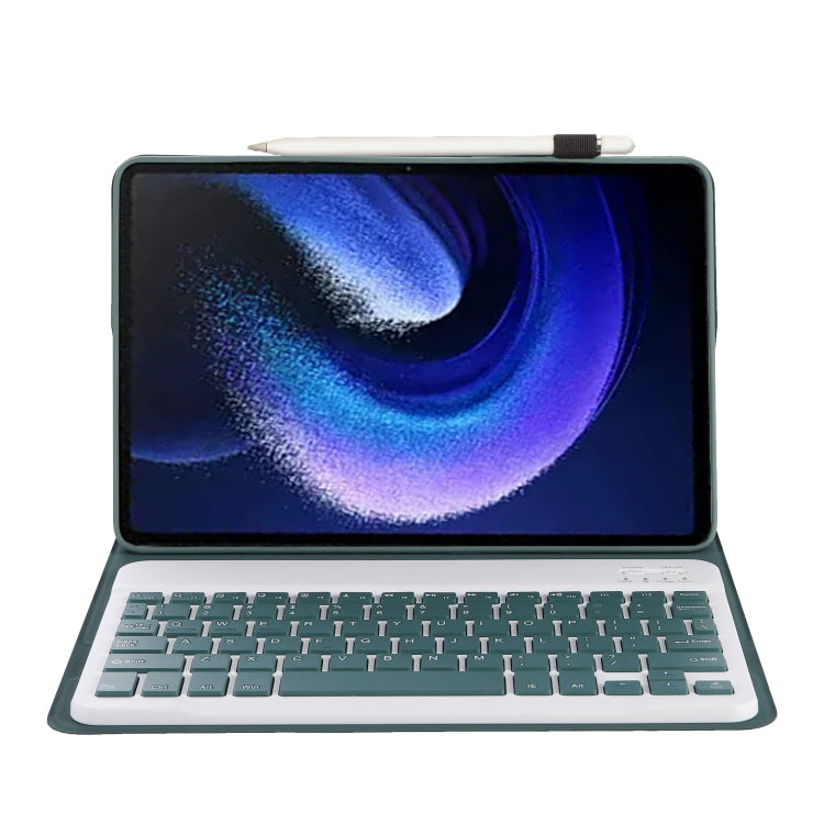 For Xiaomi Pad 6 / Pad 6 Pro A0N7 Lambskin Texture Ultra-thin Bluetooth Keyboard Leather Case(Dark Green)