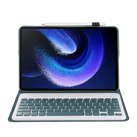 For Xiaomi Pad 6 / Pad 6 Pro A0N7 Lambskin Texture Ultra-thin Bluetooth Keyboard Leather Case(Dark Green)