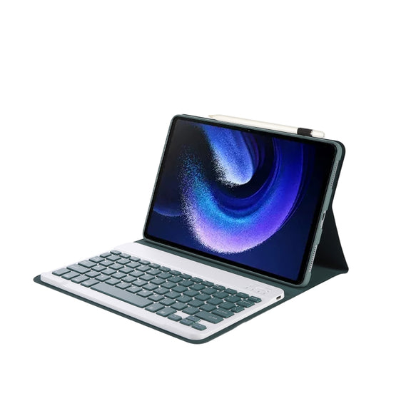 For Xiaomi Pad 6 / Pad 6 Pro A0N7 Lambskin Texture Ultra-thin Bluetooth Keyboard Leather Case(Dark Green)