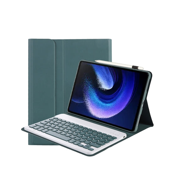 For Xiaomi Pad 6 / Pad 6 Pro A0N7 Lambskin Texture Ultra-thin Bluetooth Keyboard Leather Case(Dark Green)
