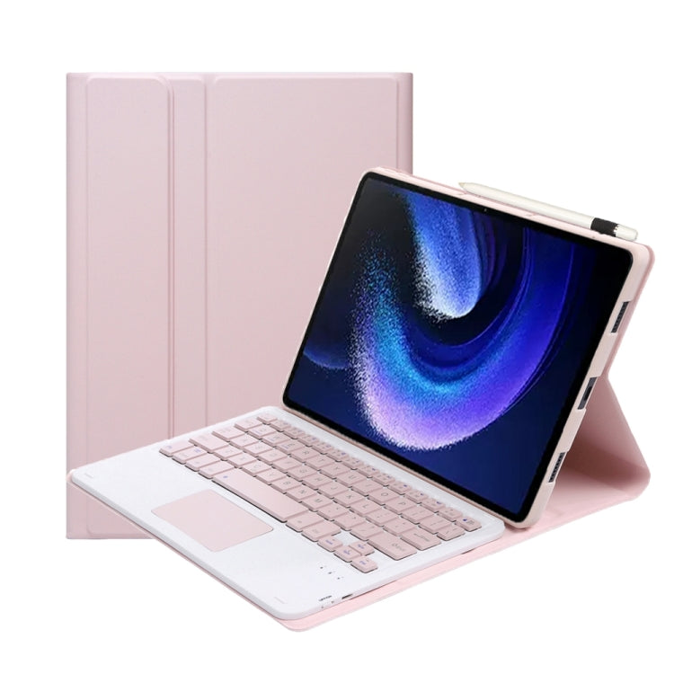 For Xiaomi Pad 6 / Pad 6 Pro A0N7-A Lambskin Texture Ultra-thin Bluetooth Keyboard Leather Case with Touchpad(Pink)