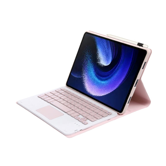 For Xiaomi Pad 6 / Pad 6 Pro A0N7-A Lambskin Texture Ultra-thin Bluetooth Keyboard Leather Case with Touchpad(Pink)