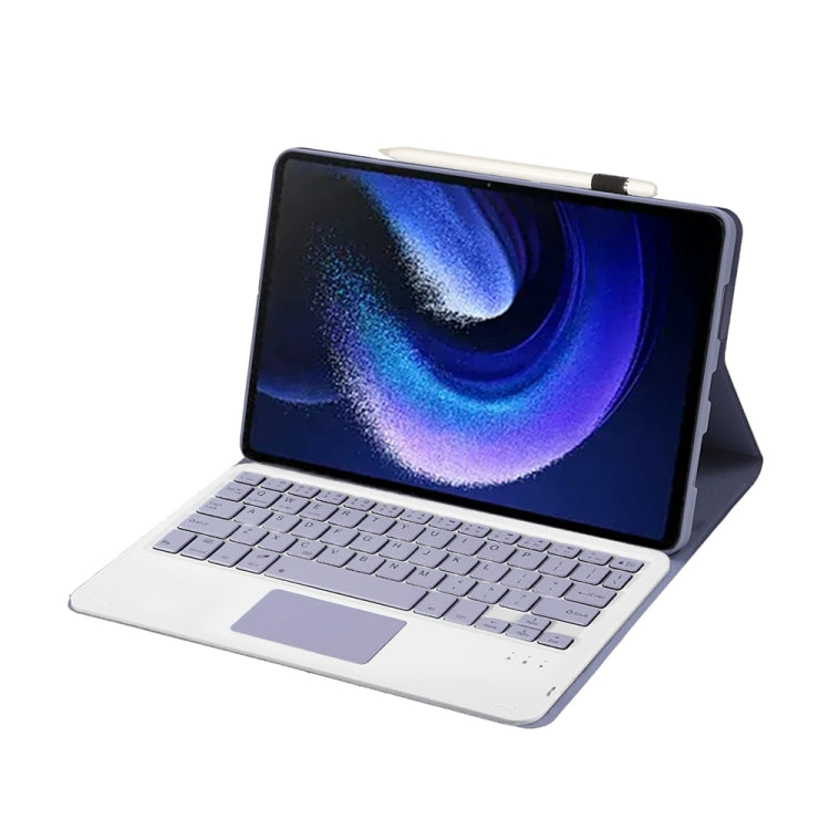 For Xiaomi Pad 6 / Pad 6 Pro A0N7-A Lambskin Texture Ultra-thin Bluetooth Keyboard Leather Case with Touchpad(Purple)