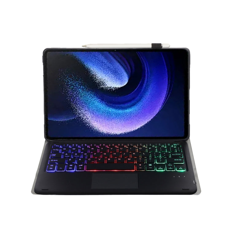 For Xiaomi Pad 6 / Pad 6 Pro A0N7-AS Lambskin Texture Ultra-thin Backlight Bluetooth Keyboard Leather Case with Touchpad(Black)