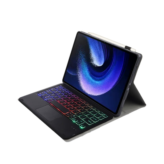For Xiaomi Pad 6 / Pad 6 Pro A0N7-AS Lambskin Texture Ultra-thin Backlight Bluetooth Keyboard Leather Case with Touchpad(Black)