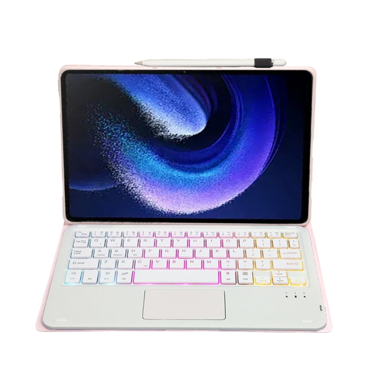 For Xiaomi Pad 6 / Pad 6 Pro A0N7-AS Lambskin Texture Ultra-thin Backlight Bluetooth Keyboard Leather Case with Touchpad(Pink)