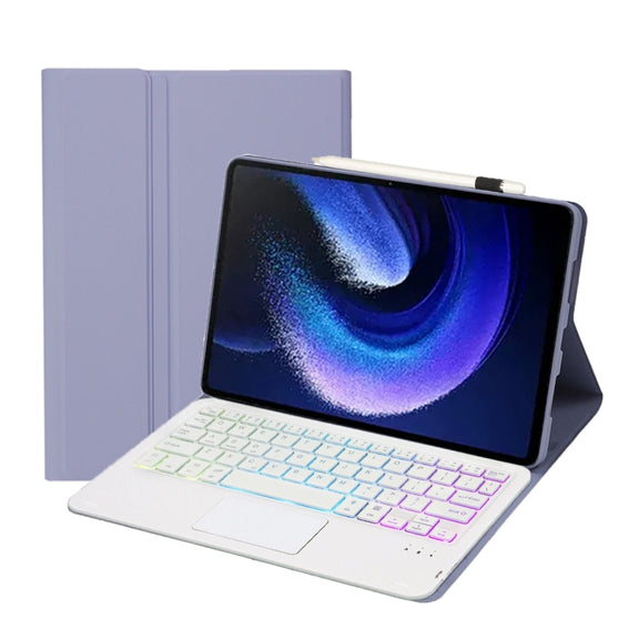 For Xiaomi Pad 6 / Pad 6 Pro A0N7-AS Lambskin Texture Ultra-thin Backlight Bluetooth Keyboard Leather Case with Touchpad(Purple)