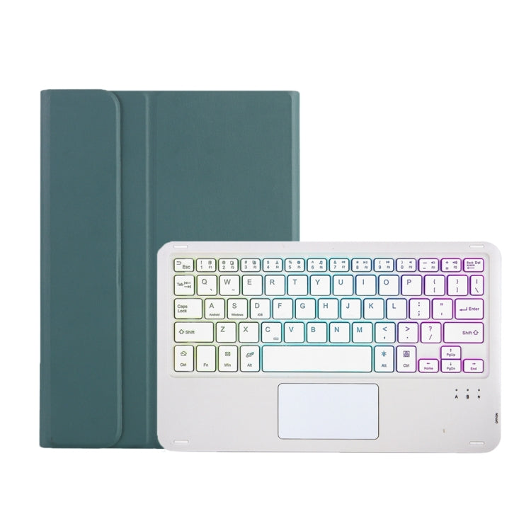 For Xiaomi Pad 6 / Pad 6 Pro A0N7-AS Lambskin Texture Ultra-thin Backlight Bluetooth Keyboard Leather Case with Touchpad(Dark Green)