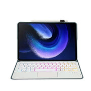 For Xiaomi Pad 6 / Pad 6 Pro A0N7-AS Lambskin Texture Ultra-thin Backlight Bluetooth Keyboard Leather Case with Touchpad(Dark Green)
