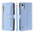 For Nokia C12 Sheep Texture Cross-body Zipper Wallet Leather Phone Case(Blue) - Nokia Cases by PMC TechLife | Online Shopping South Africa | PMC TechLife | Buy Now Pay Later Mobicred