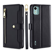 For Nokia C12 Sheep Texture Cross-body Zipper Wallet Leather Phone Case(Black) - Nokia Cases by PMC TechLife | Online Shopping South Africa | PMC TechLife | Buy Now Pay Later Mobicred