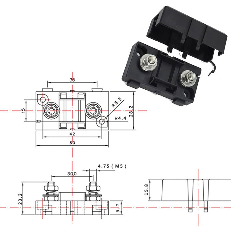 4 in 1 ANS-H Car Fuse Holder Fuse Box, Current:80A