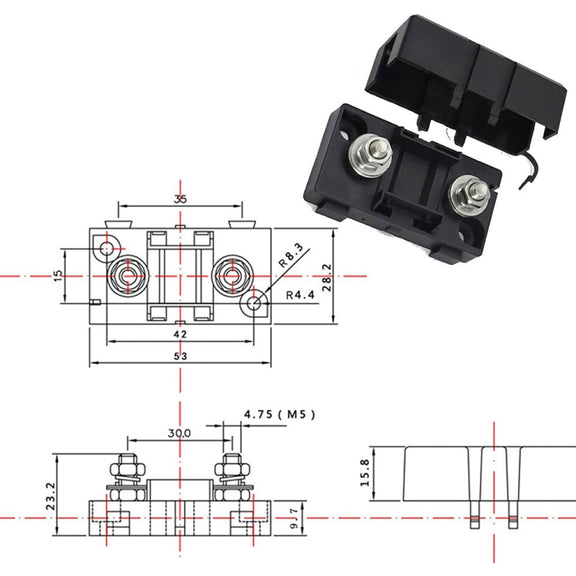 4 in 1 ANS-H Car Fuse Holder Fuse Box, Current:80A