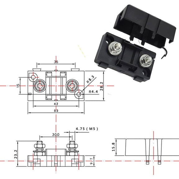6 in 1 ANS Car Fuse Holder Fuse Box, Current:60A & 80A & 100A