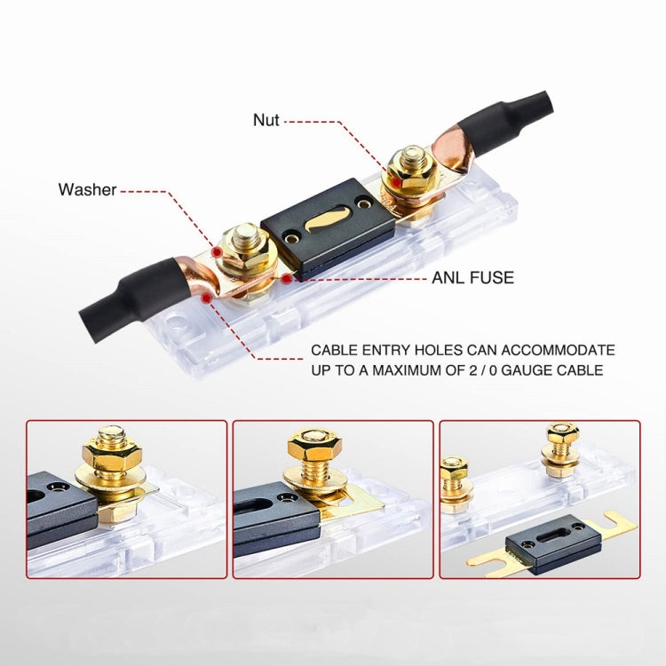 2 in 1 ANL Car Fuse Holder Electrical Protection Insulating Cover, Current:300A