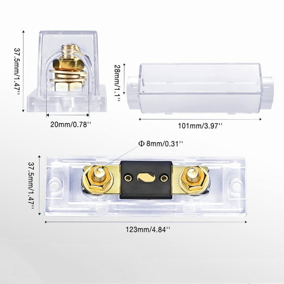 2 in 1 ANL Car Fuse Holder Electrical Protection Insulating Cover, Current:400A