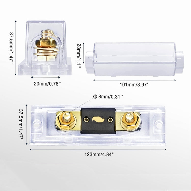 2 in 1 ANL Car Fuse Holder Electrical Protection Insulating Cover, Current:400A