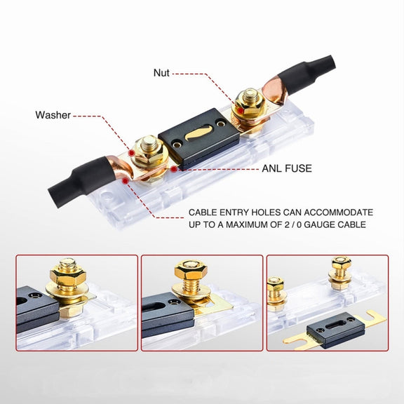 2 in 1 ANL Car Fuse Holder Electrical Protection Insulating Cover, Current:400A
