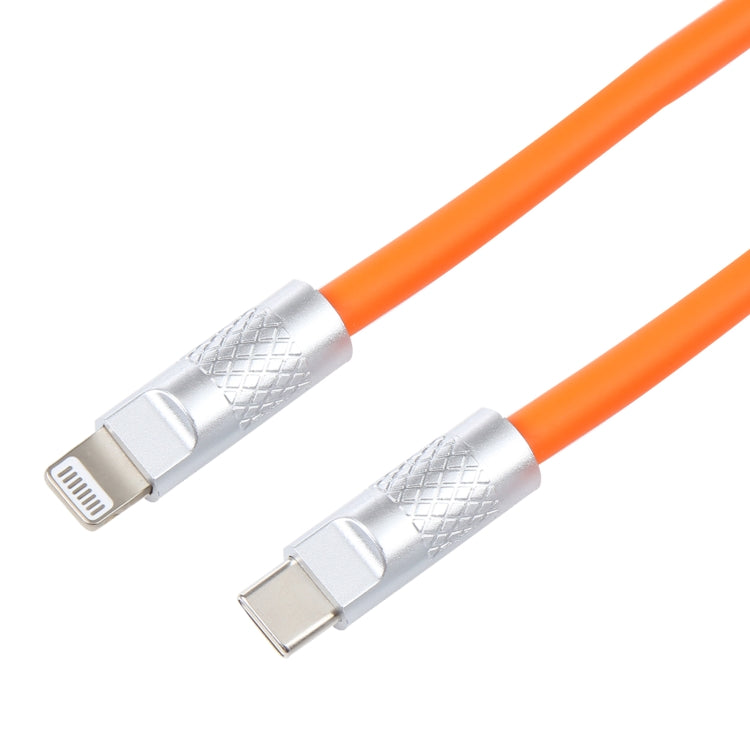 Mech Series 120W USB-C / Type-C to 8 Pin Metal Plug Silicone Fast Charging Data Cable, Length: 1.2m(Orange)