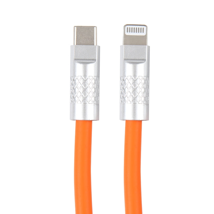 Mech Series 120W USB-C / Type-C to 8 Pin Metal Plug Silicone Fast Charging Data Cable, Length: 1.2m(Orange)