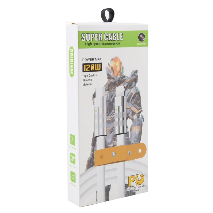 Mech Series 120W USB-C / Type-C to 8 Pin Metal Plug Silicone Fast Charging Data Cable, Length: 1.2m(Orange)