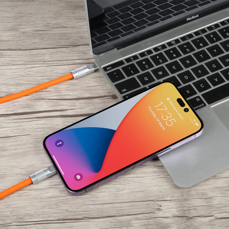 Mech Series 120W USB-C / Type-C to 8 Pin Metal Plug Silicone Fast Charging Data Cable, Length: 1.2m(Orange)