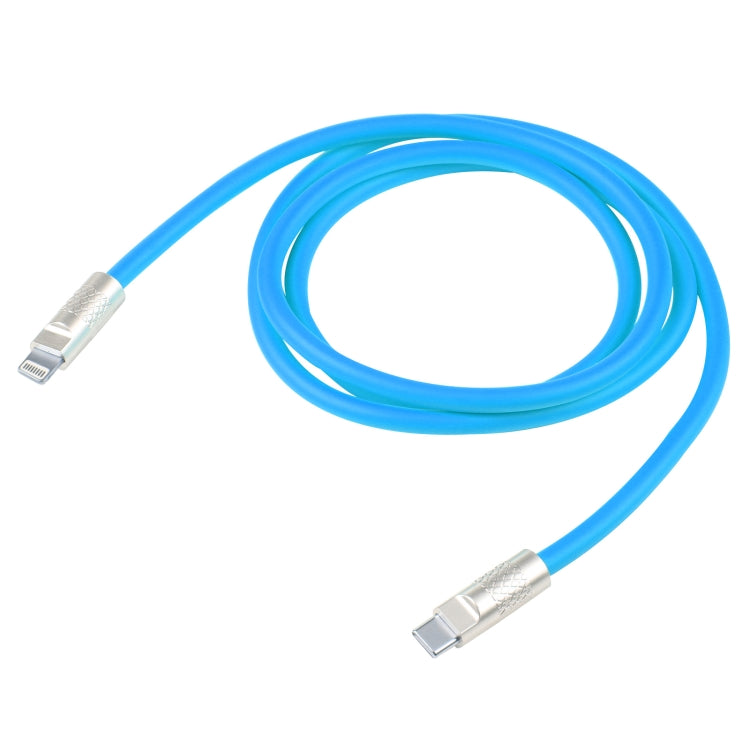 Mech Series 120W USB-C / Type-C to 8 Pin Metal Plug Silicone Fast Charging Data Cable, Length: 1.2m(Blue)