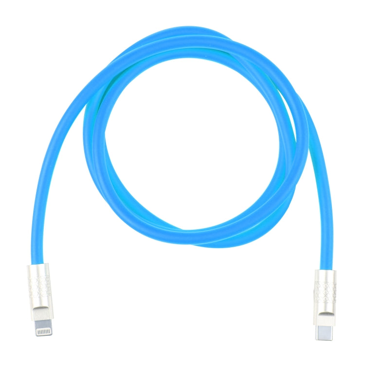 Mech Series 120W USB-C / Type-C to 8 Pin Metal Plug Silicone Fast Charging Data Cable, Length: 1.2m(Blue)