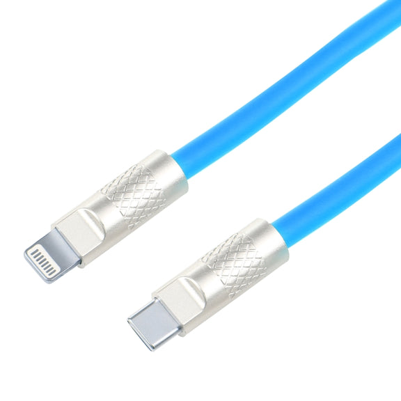 Mech Series 120W USB-C / Type-C to 8 Pin Metal Plug Silicone Fast Charging Data Cable, Length: 1.2m(Blue)