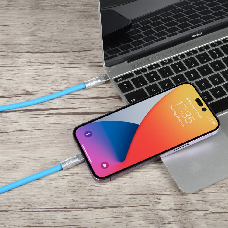 Mech Series 120W USB-C / Type-C to 8 Pin Metal Plug Silicone Fast Charging Data Cable, Length: 1.2m(Blue)