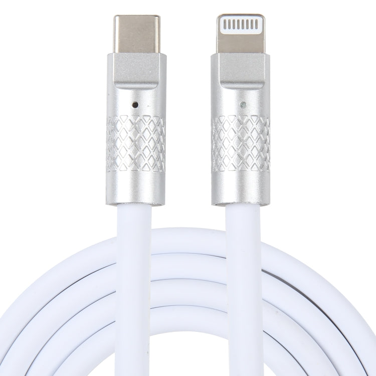 Mech Series 120W USB-C / Type-C to 8 Pin Metal Plug Silicone Fast Charging Data Cable, Length: 1.2m(White)