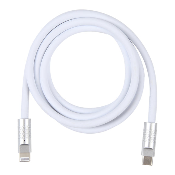 Mech Series 120W USB-C / Type-C to 8 Pin Metal Plug Silicone Fast Charging Data Cable, Length: 1.2m(White)