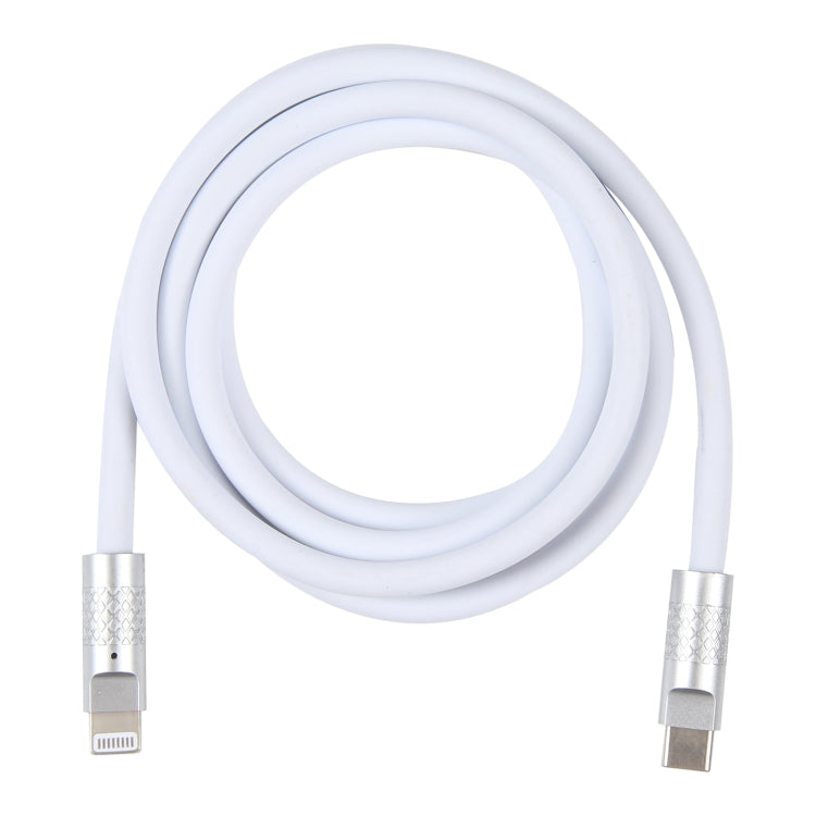 Mech Series 120W USB-C / Type-C to 8 Pin Metal Plug Silicone Fast Charging Data Cable, Length: 1.2m(White)