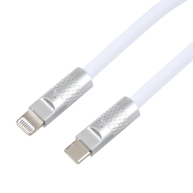 Mech Series 120W USB-C / Type-C to 8 Pin Metal Plug Silicone Fast Charging Data Cable, Length: 1.2m(White)