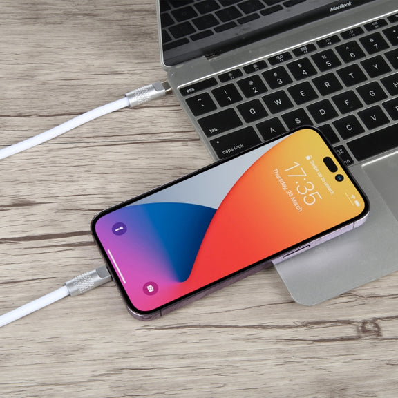 Mech Series 120W USB-C / Type-C to 8 Pin Metal Plug Silicone Fast Charging Data Cable, Length: 1.2m(White)