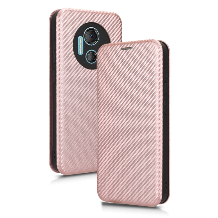 For DOOGEE X97 / X97 Pro Carbon Fiber Texture Flip Leather Phone Case(Pink)