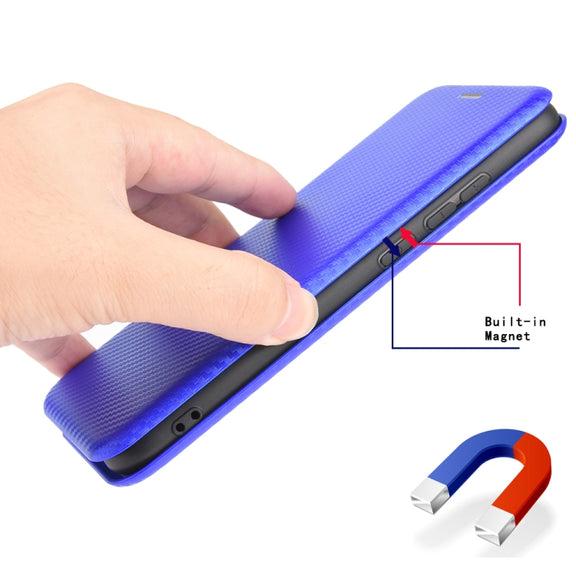 For DOOGEE X97 / X97 Pro Carbon Fiber Texture Flip Leather Phone Case(Blue)